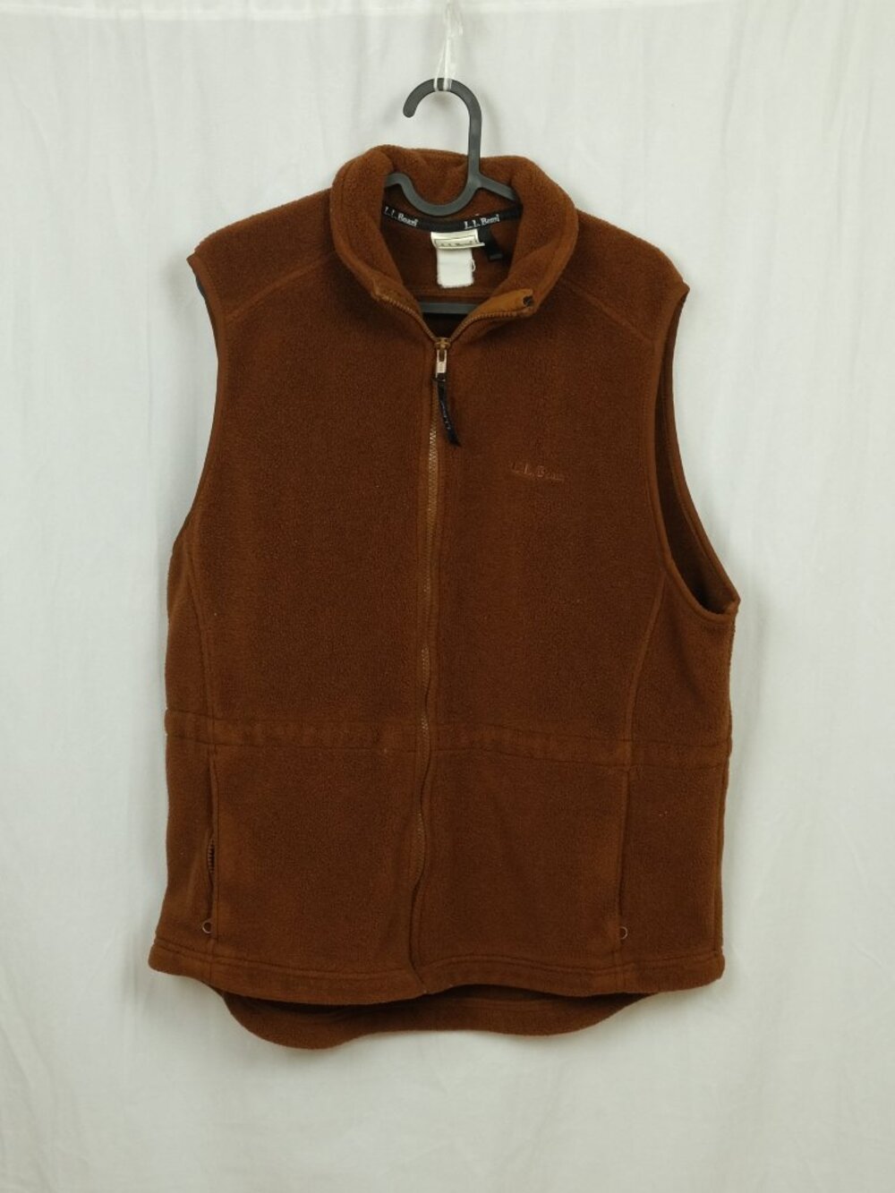 LL Bean Vintage Fleece Vest Made in USA Brown Embroidery Logo Size L
